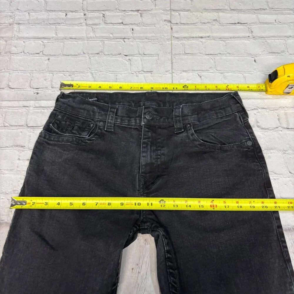 True Religion Men Ricky Relaxed Straight Jeans Size 33x32 Black Denim C124 -5